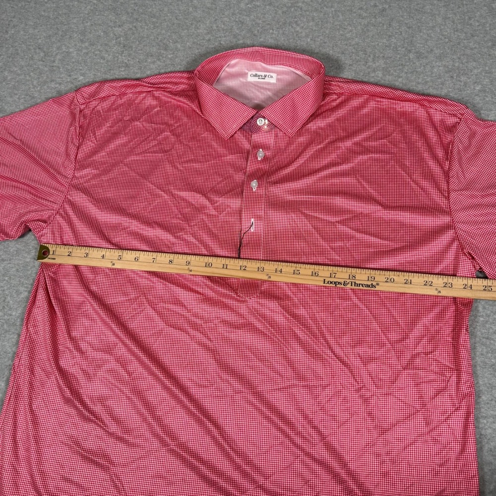 Collars & Co Polo Shirt Mens 3XL Red Gingham Semi Spread Dress Collar NEW NWOT‎ - Picture 6 of 7